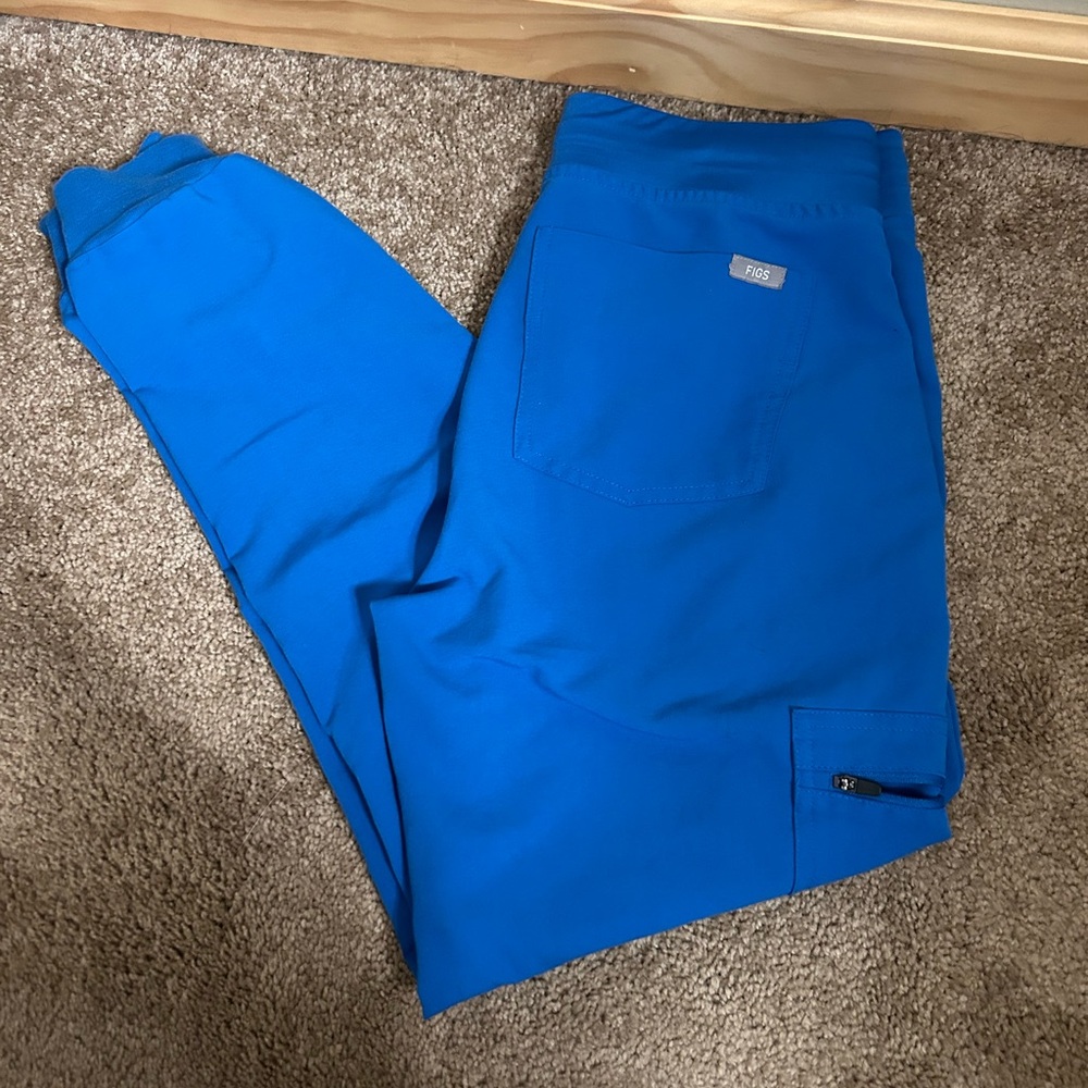 Figs Royal Blue Scrub Joggers with Zip Pocket